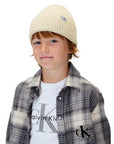 Calvin Klein Berretto a Costine Unisex Junior IU0IU00440PGB Panna