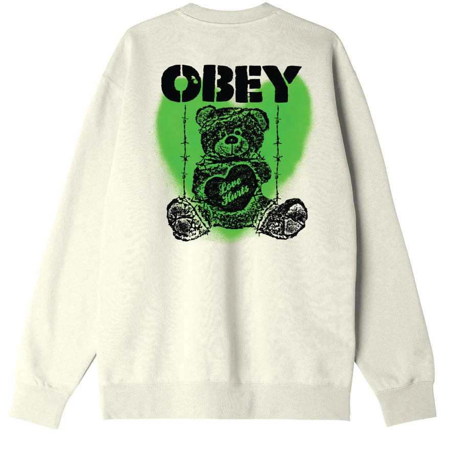 Obey Felpa girocollo da uomo L'Amore fa Male Premium 112863573 bianco naturale