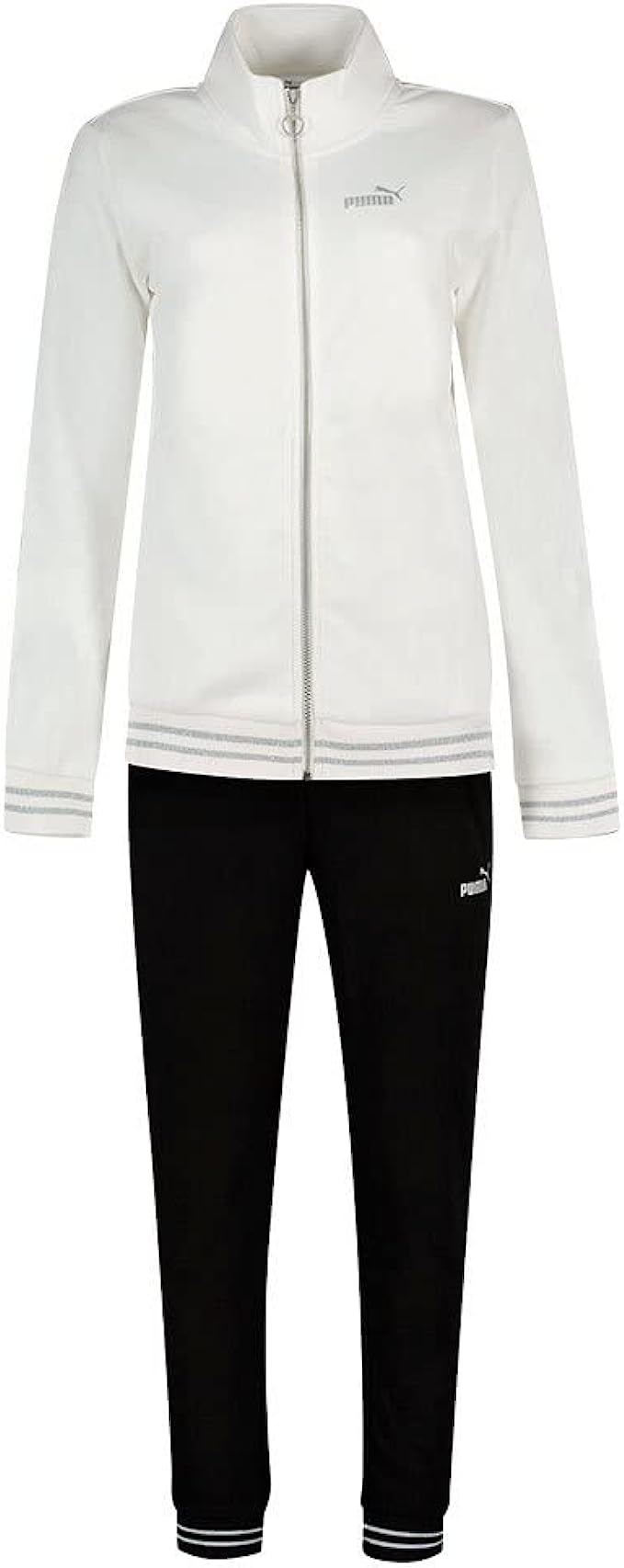 Puma tuta sportiva da donna con cerniera intera 847607-02 bianco nero