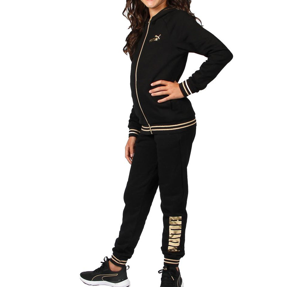 Puma tuta sportiva da ragazza Gold Metallic 847608-01 nero