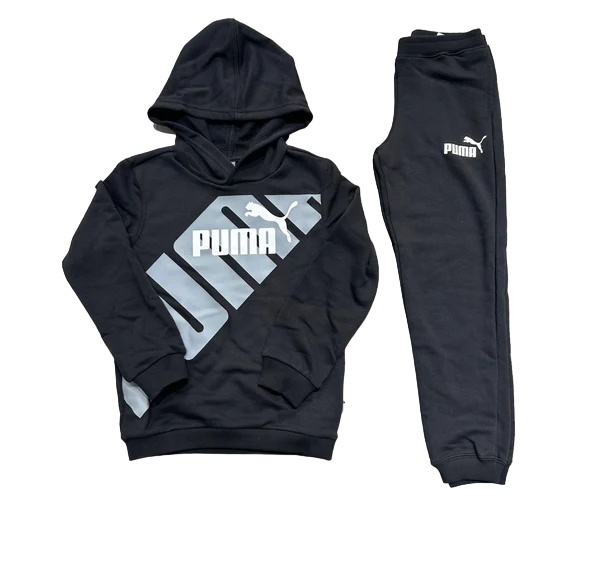 Puma tuta sportiva da ragazzo con felpa con cappuccio Power 679999-01 nero