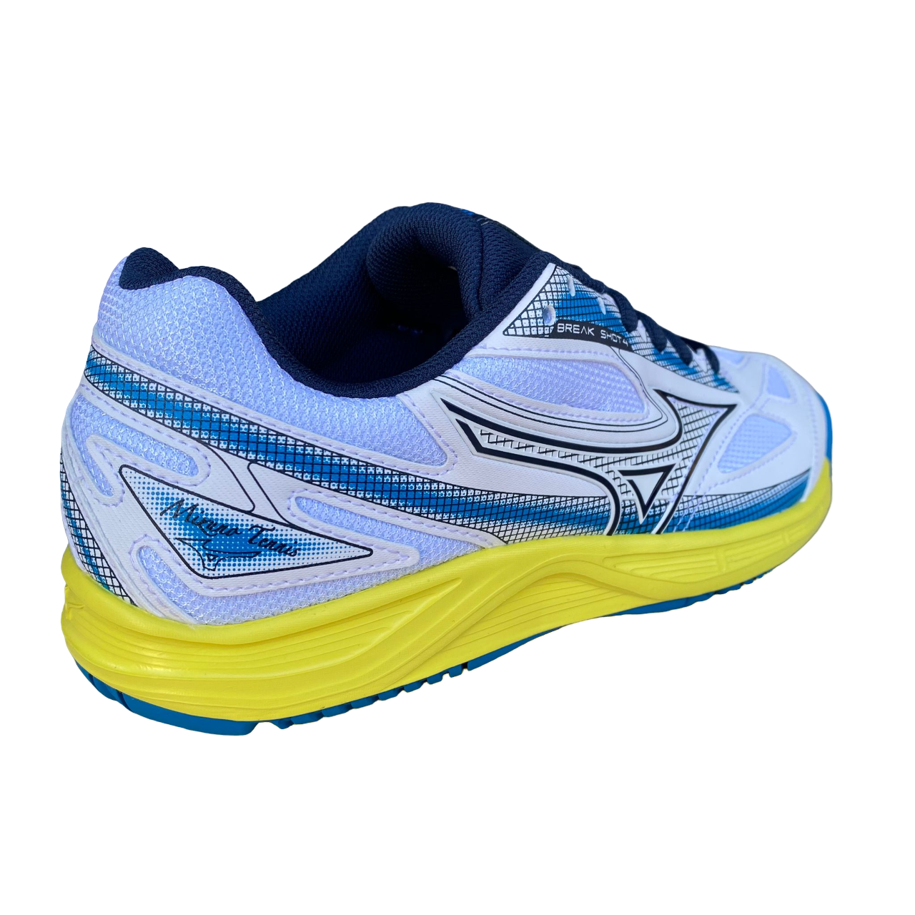 Mizuno scarpa da tennis da uomo Break Shot 4 AC 61GA234015 bianco-giallo-azzurro