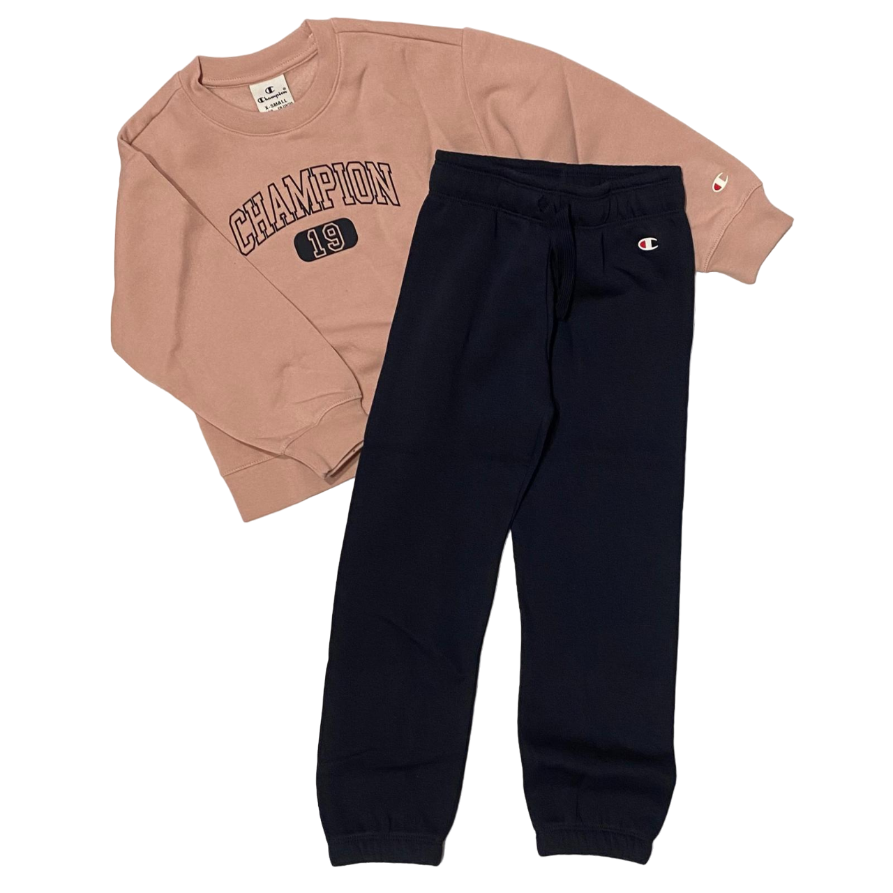 Champion tuta sportiva da ragazza con felpa girocollo Legacy Heritage 404834 PS124 rosa-blu