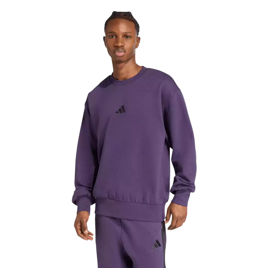 Adidas - Felpa Uomo Essentials Fleece JX3313 Viola - vista frontale