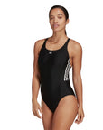 Costume nuoto Adidas 3S Mid Suit HD0403 vista laterale con vestibilità aderente e design sportivo