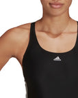 Dettaglio materiale costume Adidas 3S Mid Suit HD0403 con tessuto di alta qualità e logo tre strisce