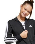 Adidas Felpa Con Cerniera e Cappuccio da Ragazza Essentials JJ0956 nero cerniera aperta