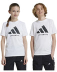 Adidas Juventus T-Shirt Bambino Graphic Bianca IT3849 - Maglia Calcio - Vista Frontale Indossato