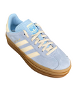 Sneakers Adidas Originals Gazelle Bold JQ7776 da donna, colorazione cielo-crema, platform rialzato, vista punta