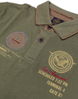 Aeronautica Italiana polo manica corta da uomo in cotone pique, patch e ricami 010387 verde militare