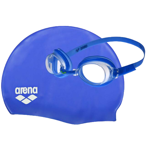 Arena completo cuffia e occhialini da bambino Pool Set 92423 70 blue clear