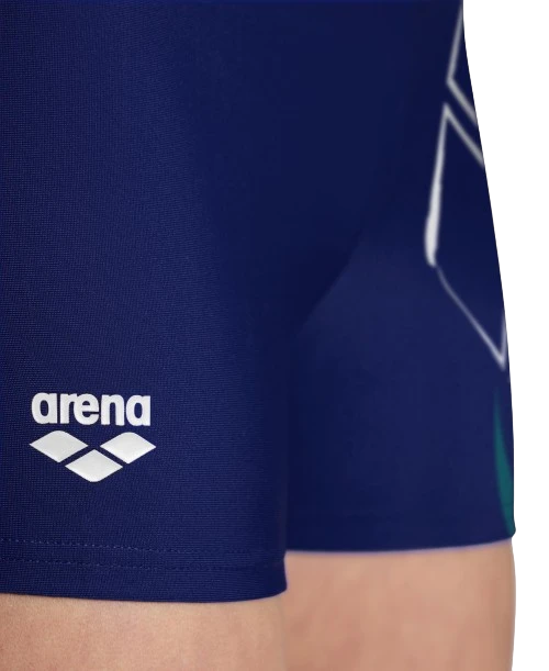 Arena costume a pantaloncino aderente da ragazzo con stampa 005435 781 blu-bianco