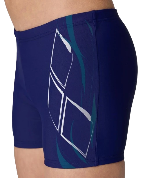 Arena costume a pantaloncino aderente da ragazzo con stampa 005435 781 blu-bianco