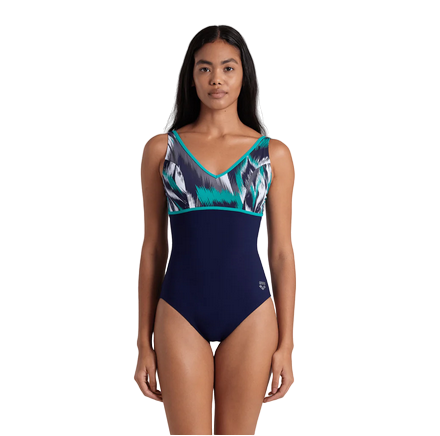 Arena costume intero da piscina da donna Bodylift Jennifer Wing 007111-750 blu-verde