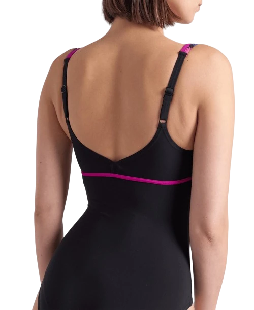 Arena costume intero da piscina da donna Bodylift Jennifer Wing Plus cup C 007111-750 nero-vino