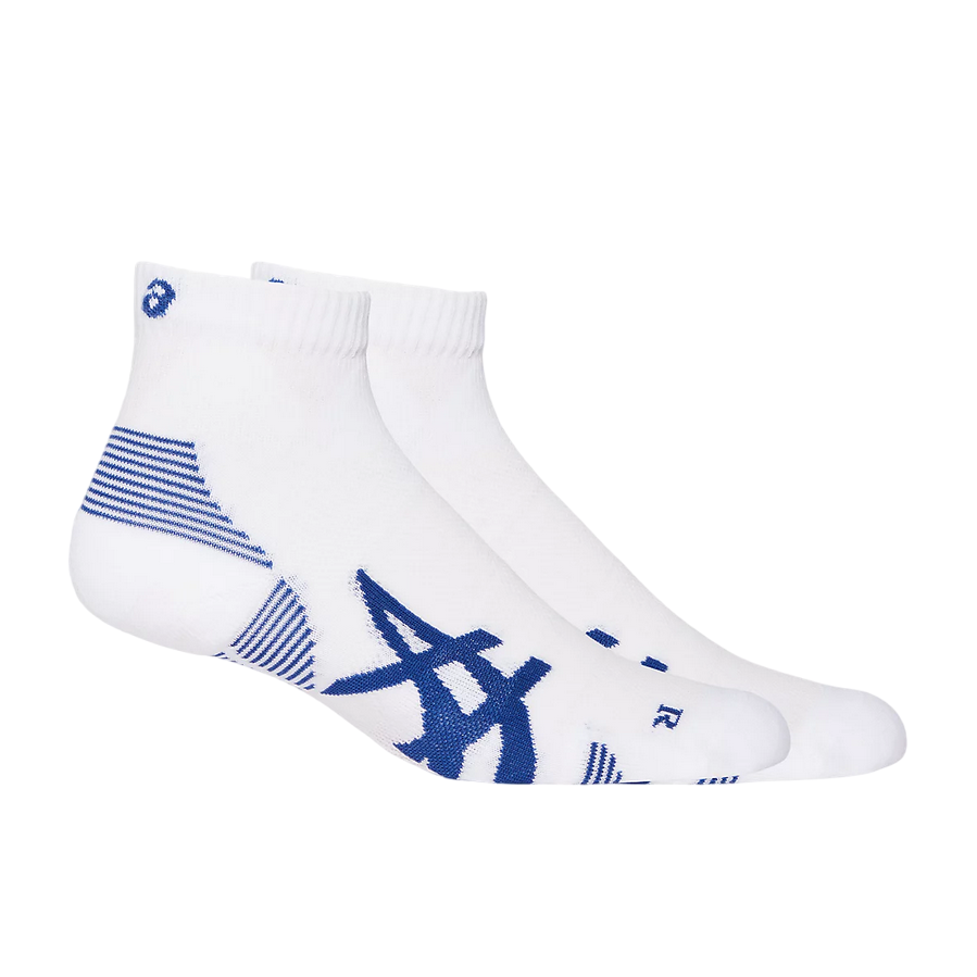 Asics Calza da corsa ammortizzante 3013A800-100 bianco-blu. Confezione da 2 paia