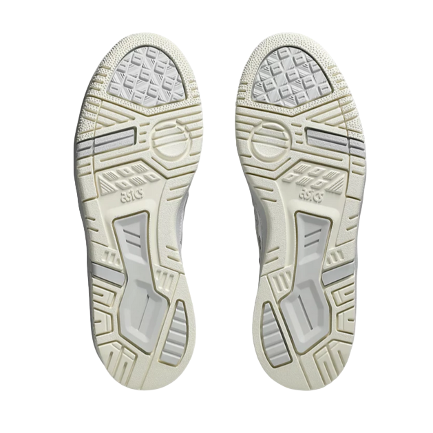 Sneakers Asics EX89 1203A539-121 da uomo in colorazione bianco-grigio ghiaccio, vista suola antiscivolo