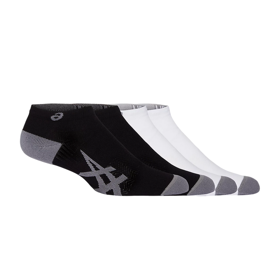 Asics calze leggere da corsa alte alla caviglia 3013A799 100 bianco e nero. Confezione da 2 paia