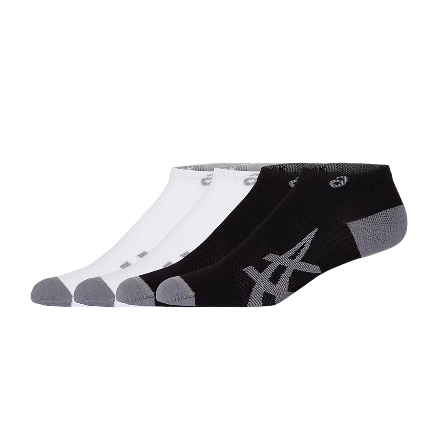 Asics calze leggere da corsa alte alla caviglia 3013A799 100 bianco e nero. Confezione da 2 paia