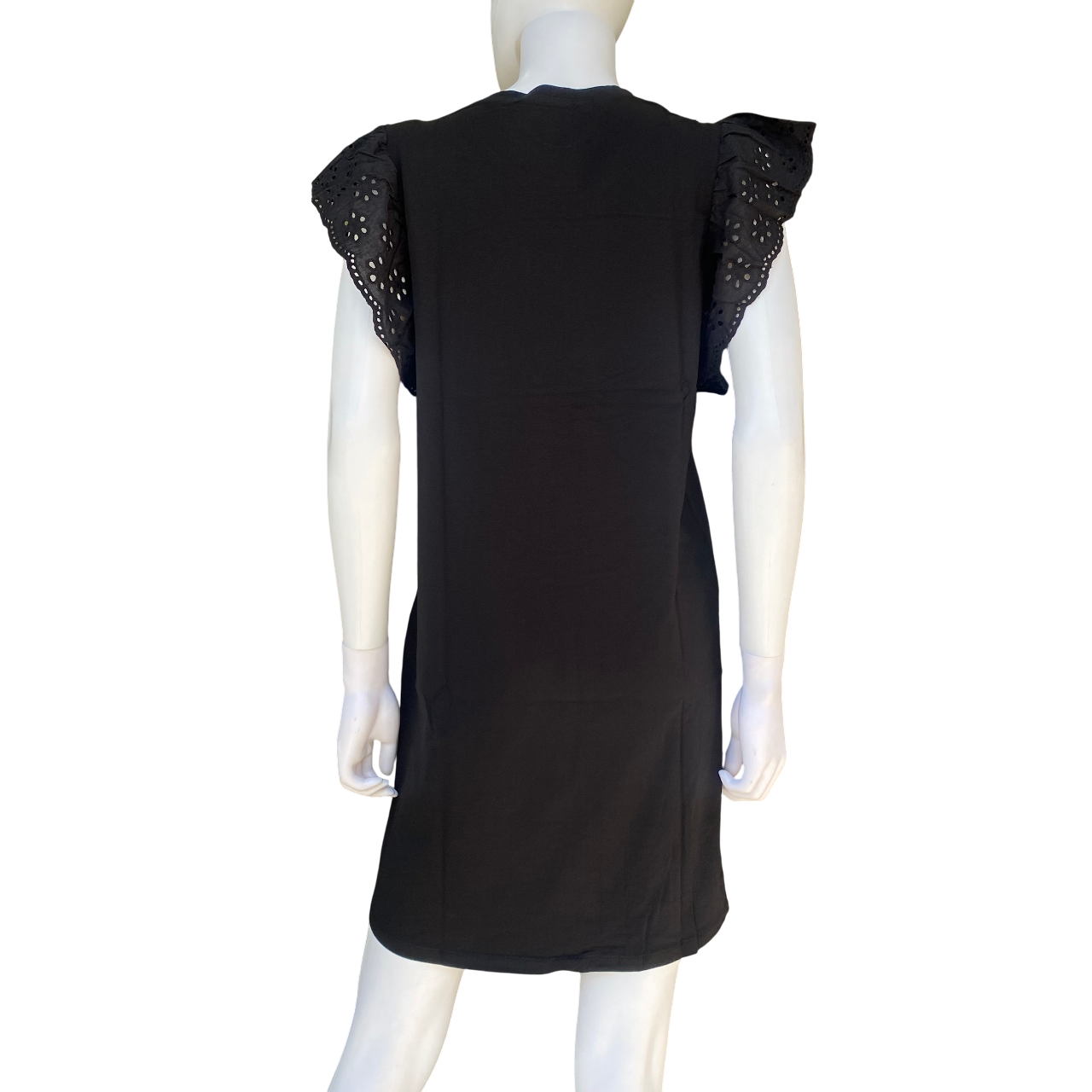Abito smanicato nero Astrolabio da donna modello M787M 500, elegante vestito italiano in cotone elasticizzato - posteriore