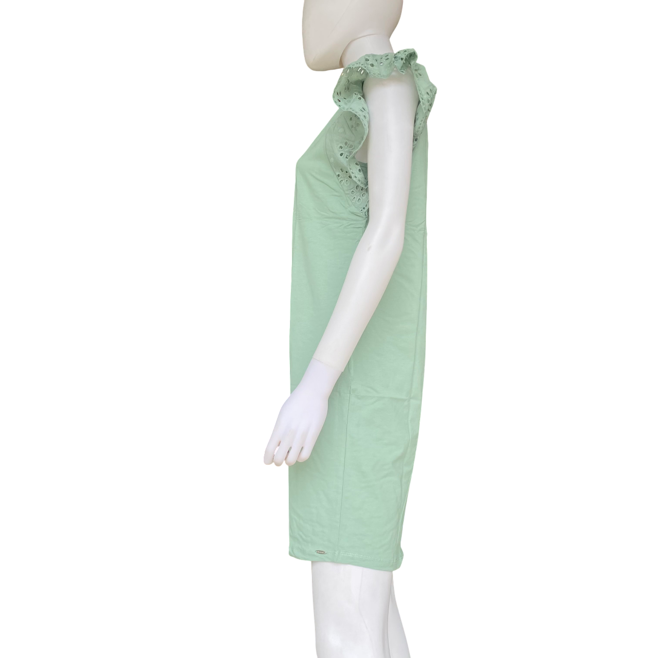 Abito smanicato verde Astrolabio da donna modello M78M 671, elegante vestito italiano in cotone elasticizzato - laterale