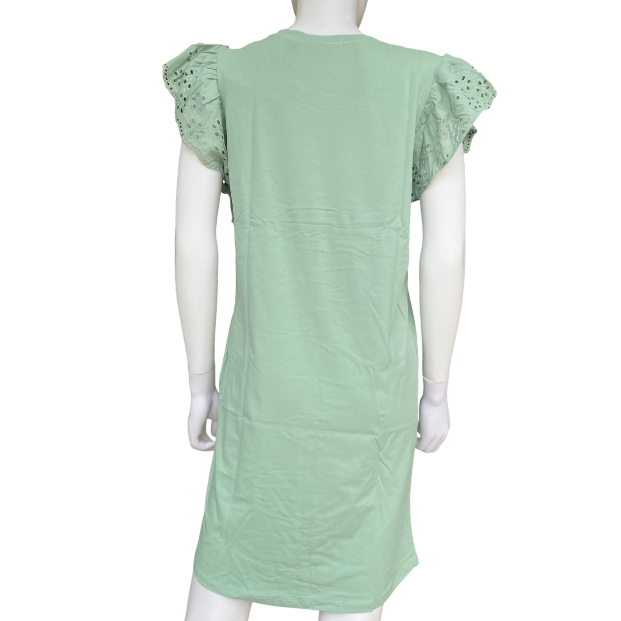 Abito smanicato verde Astrolabio da donna modello M78M 671, elegante vestito italiano in cotone elasticizzato - posteriore