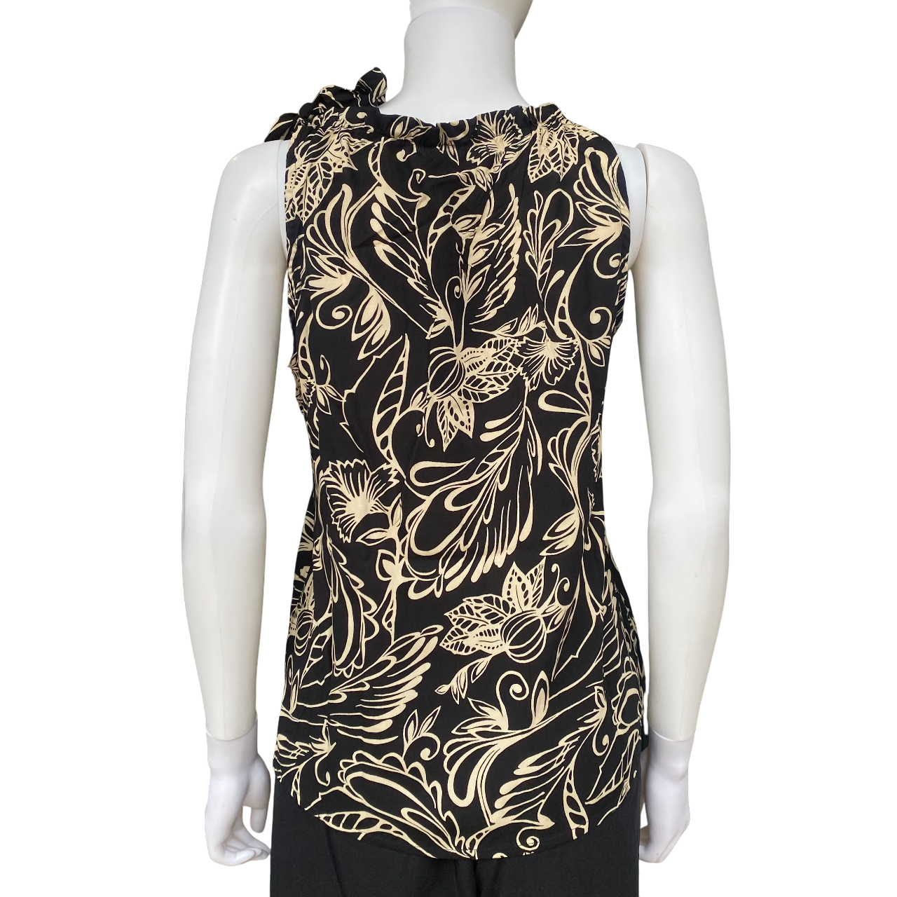 Camicia nera fantasia Astrolabio da donna modello CA6C T68H con nodo alla spalla, blusa elegante e versatile - posteriore