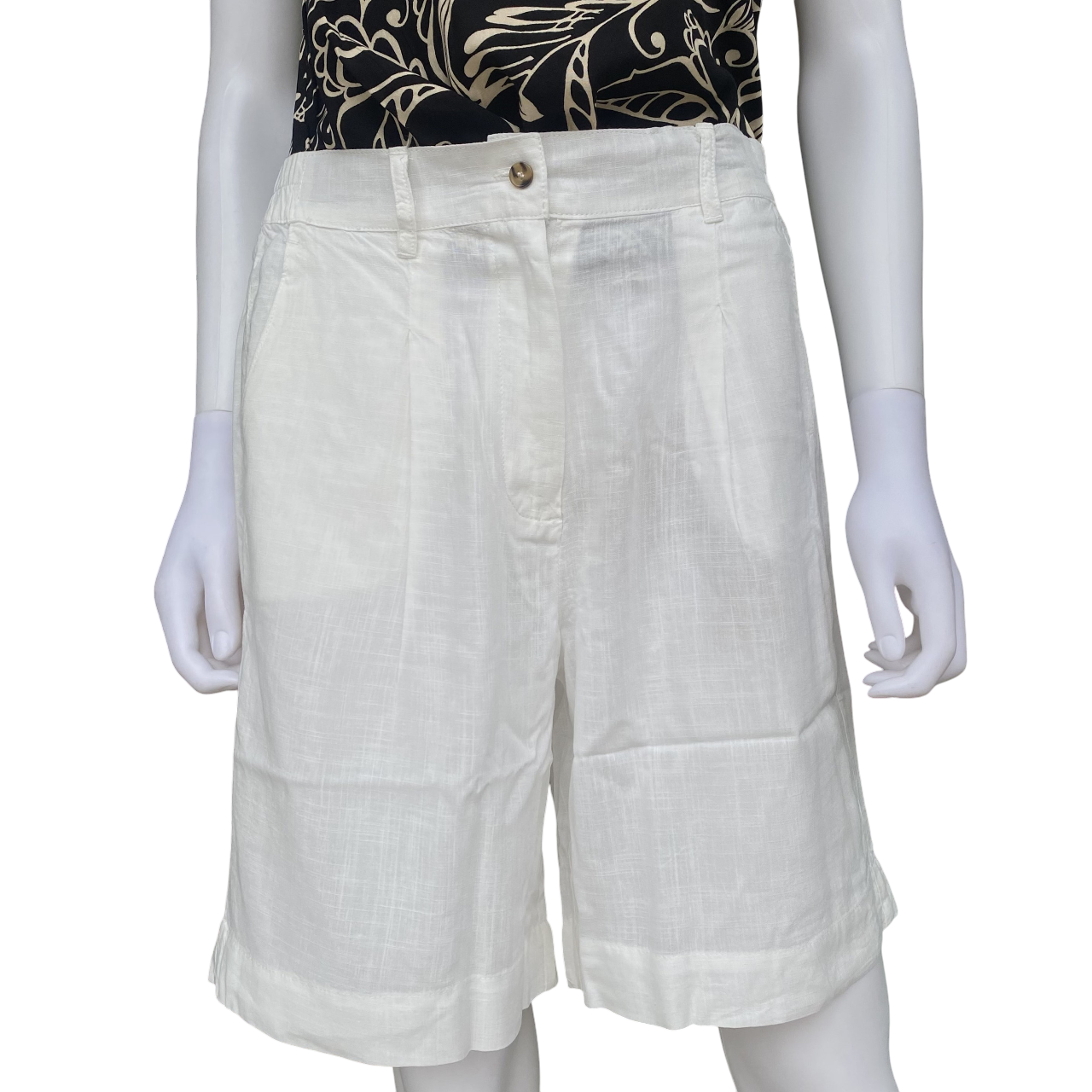 Pantaloncino bianco fresco estivo Astrolabio da donna modello CA63 010, shorts elegante in misto lino e viscosa ideale per l'estate - frontale