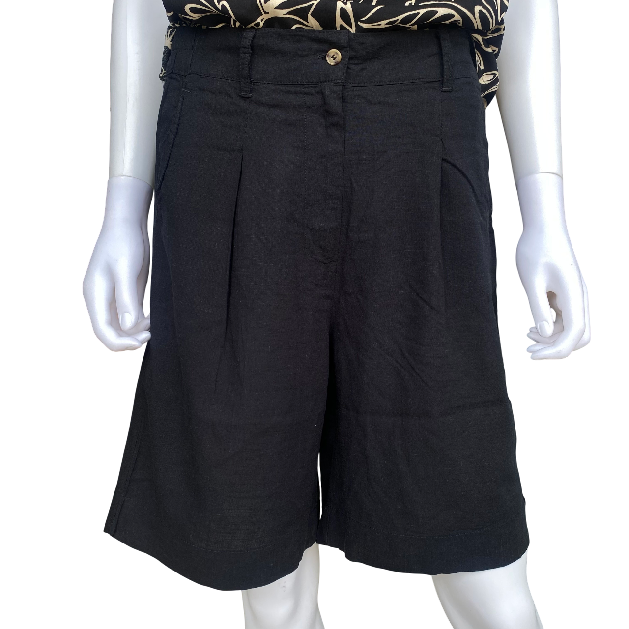 Pantaloncino nero fresco estivo Astrolabio da donna modello CA63 500, shorts elegante in misto lino e viscosa ideale per l'estate - frontale