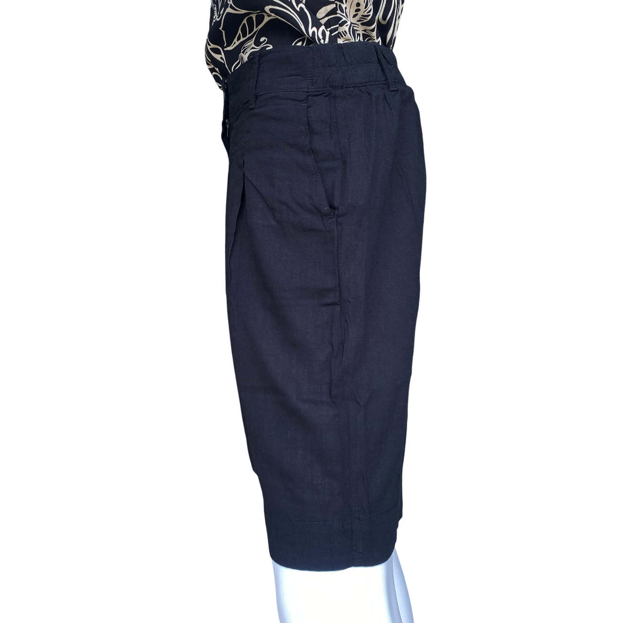 Pantaloncino nero fresco estivo Astrolabio da donna modello CA63 500, shorts elegante in misto lino e viscosa ideale per l'estate - laterale