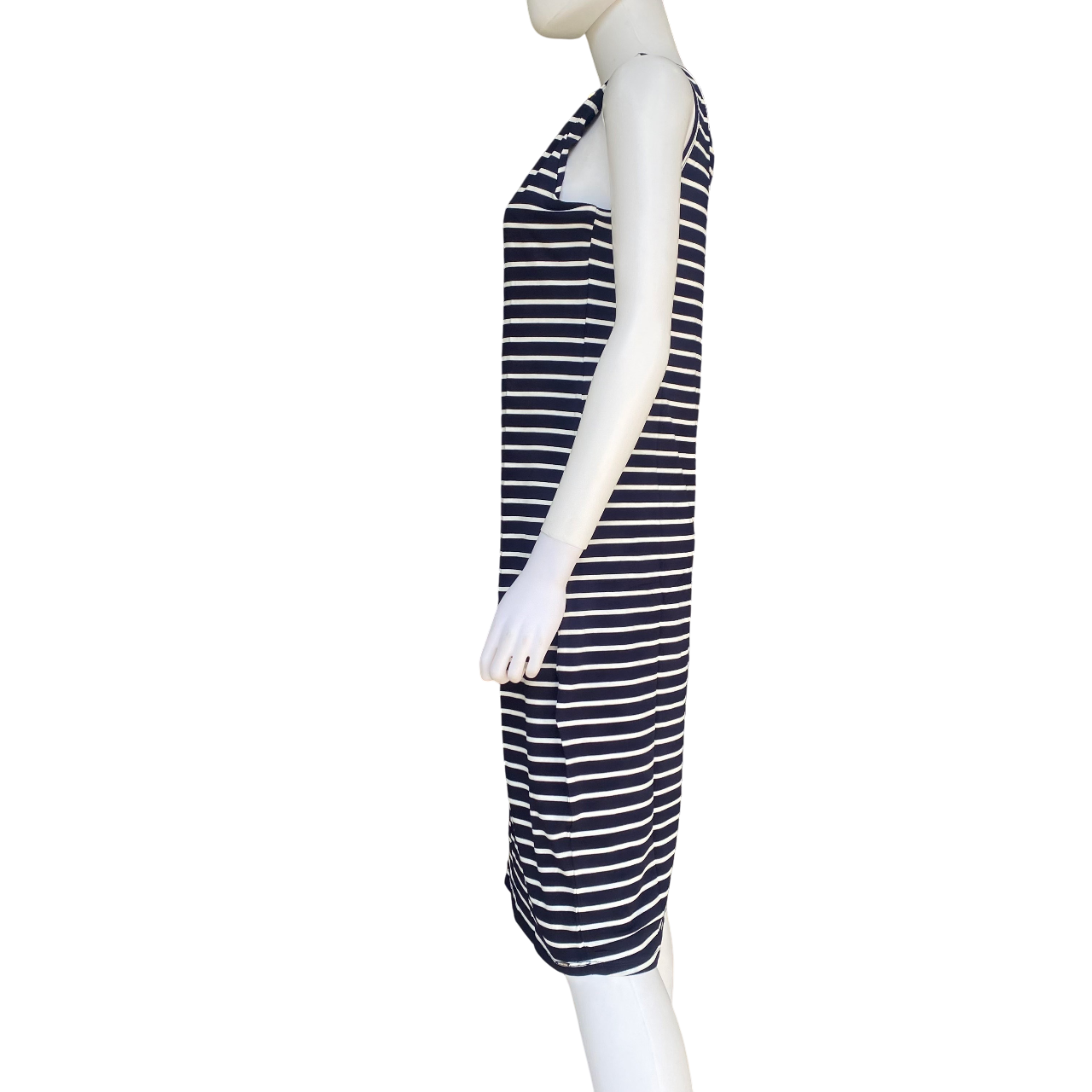Vestito a righe smanicato Astrolabio M86M 956 blu da donna, elegante abito estivo con motivo nautico - laterale