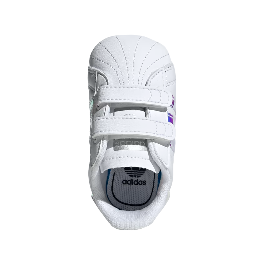 Adidas Original sneakers da culla per bambina Superstar Crib BD8000 bianco iridescente