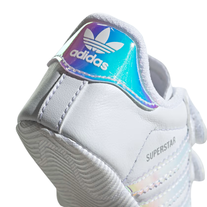 Adidas Original sneakers da culla per bambina Superstar Crib BD8000 bianco iridescente