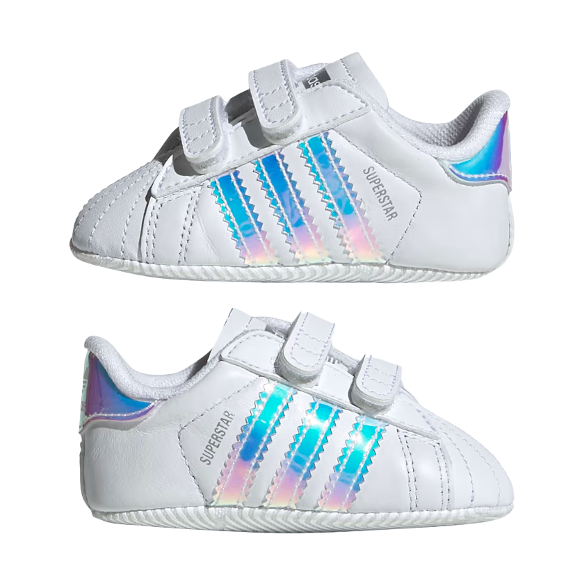 Adidas Original sneakers da culla per bambina Superstar Crib BD8000 bianco iridescente
