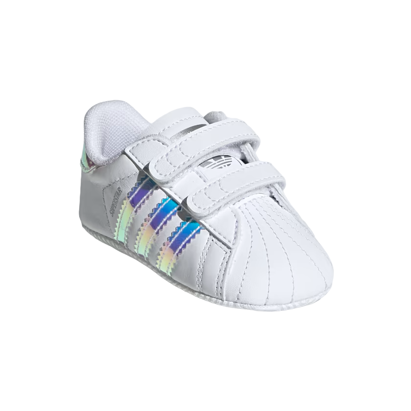 Adidas Original sneakers da culla per bambina Superstar Crib BD8000 bianco iridescente