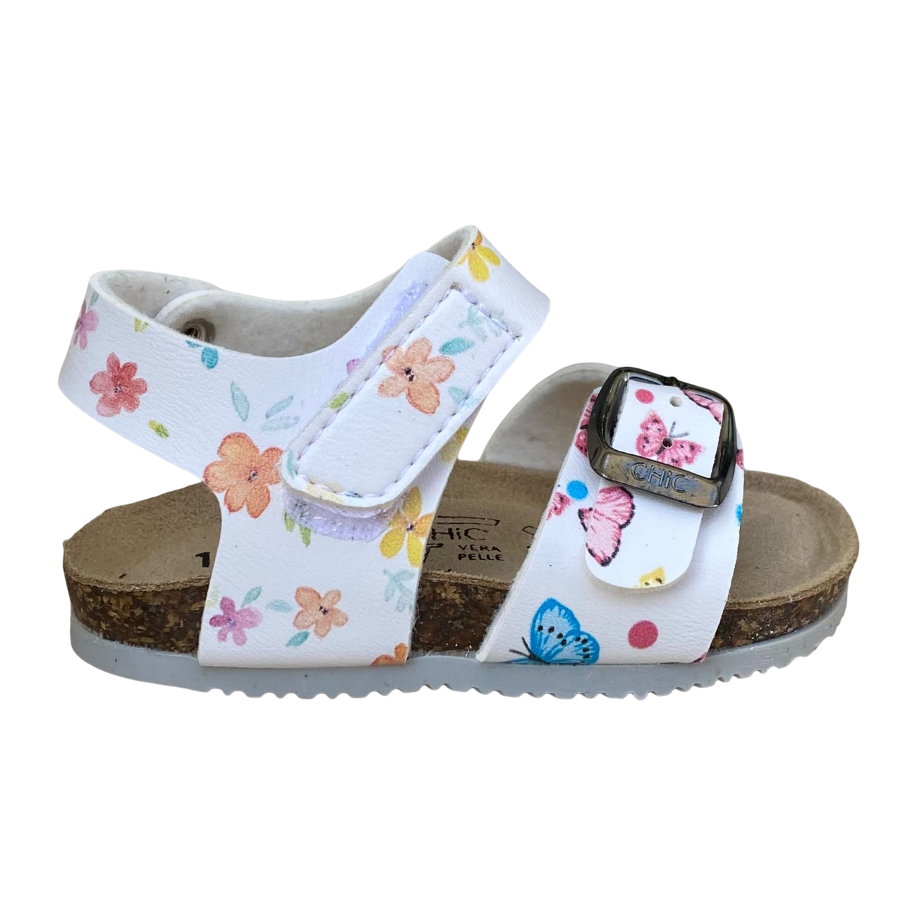 Biochic sandalo da bambina con fibbia regolabile e strappo alla caviglia con arco plantare BC66478b bianco