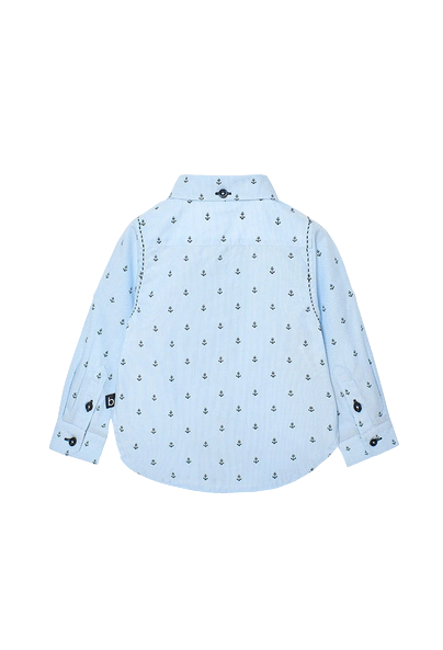 Boboli Printed poplin shirt for newborns 718354 9319 light blue