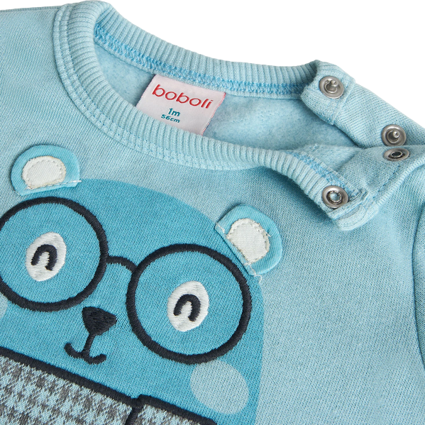 Boboli Completo di felpa e pantaloni in cotorne per neonato maschio 109156-2597 celeste