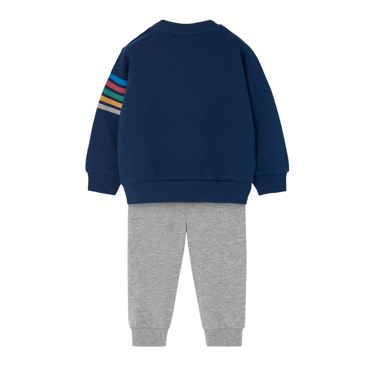 Boboli Completo in felpa per neonato maschio, felpa girocollo e pantaloni 309091-2440 blu-grigio