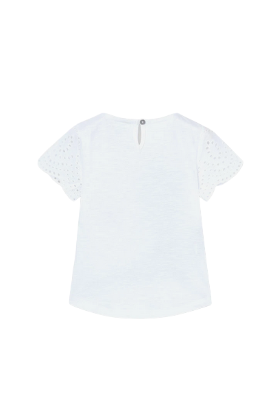 Boboli Short sleeve t-shirt in combined jersey for girls 438061 1100 white