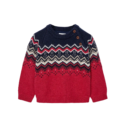 Boboli Maglione maglieria jacquard per bimbo 717241 3761 rosso-blu
