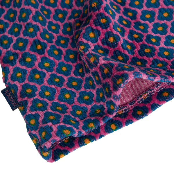 Boboli Vestito di velluto a coste per neonato con stampa floreale 249173-9512 viola-blu