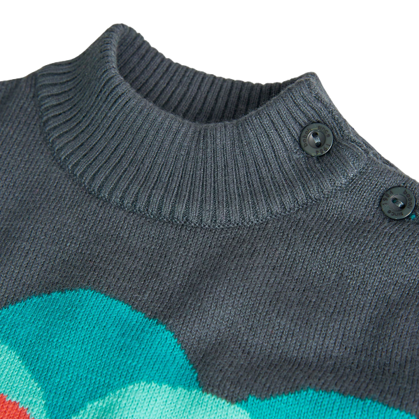 Boboli Vestito in maglia per neonato con stampa di cuori 229036-4701 grigio-multicolori
