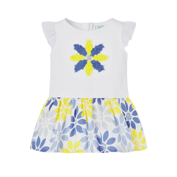 Boboli Vestito in raso combinato da neonata 708241 1100 bianco
