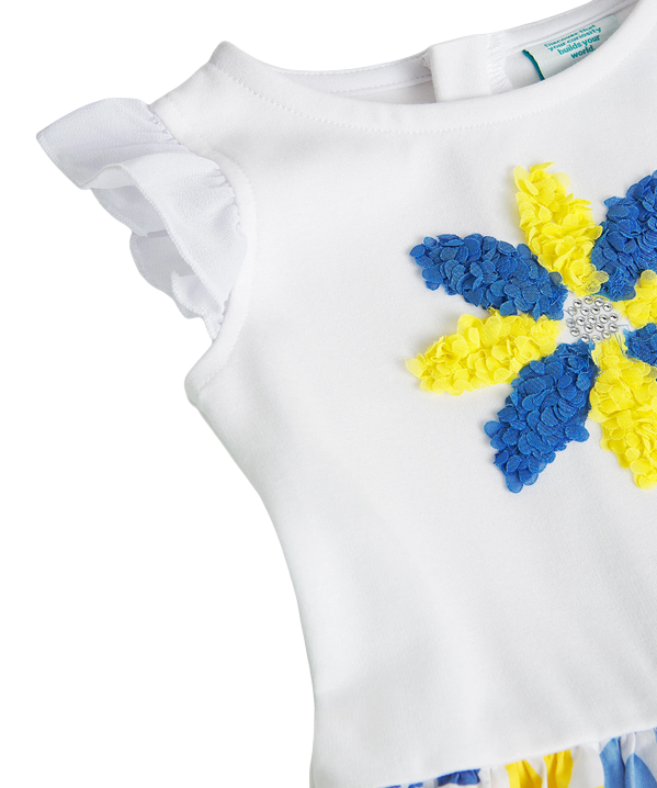 Boboli Vestito in raso combinato da neonata 708241 1100 bianco