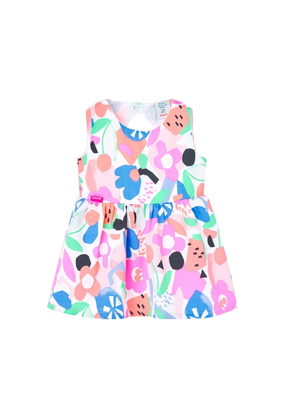 Boboli Vestito in raso da neonata con stampa 218056 9403 rosa