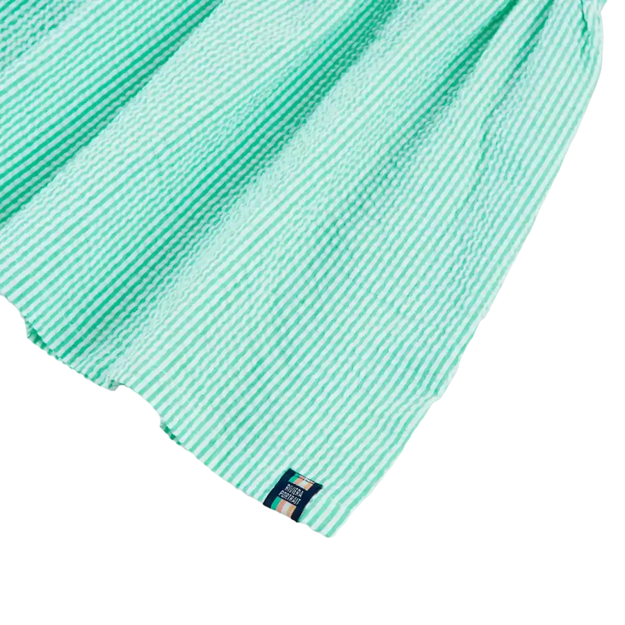 Boboli little girl's dress in striped poplin 446150-9144 verdeacqua