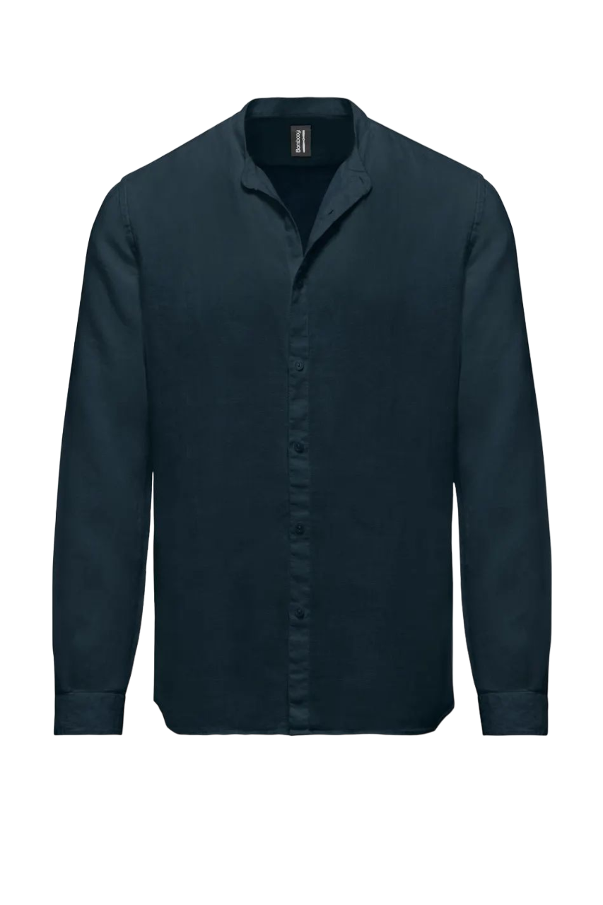 Bomboogie Camicia in lino collo coreana SM6401 T LITPN 20 navy blue