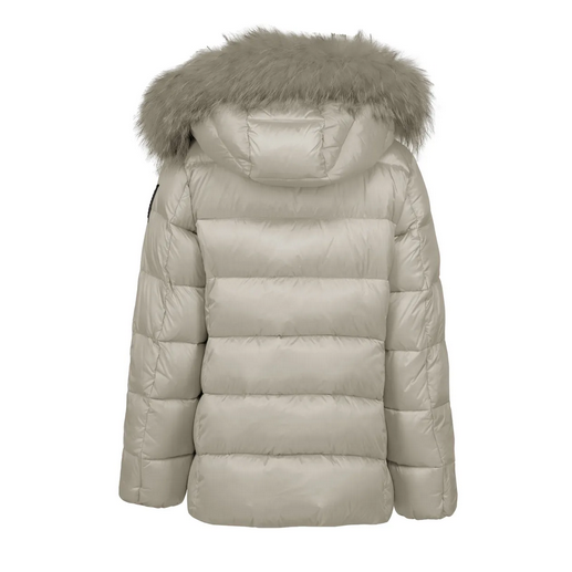 Bomboogie Girls' short down jacket with hood and fur GG242VTDLC3 crystal grey