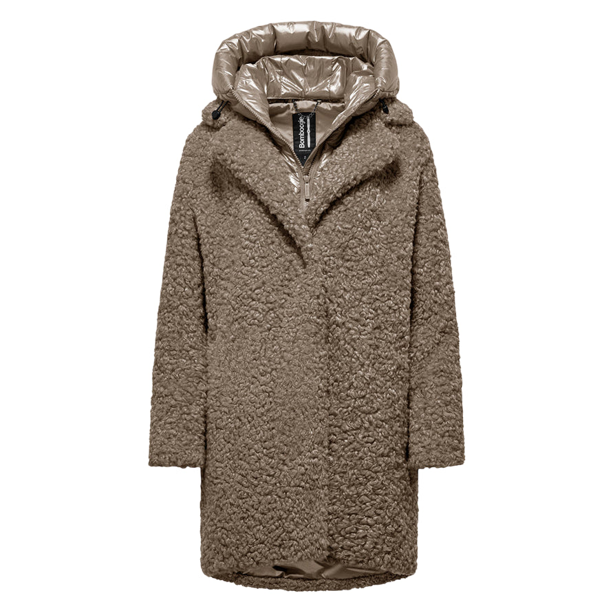 Bomboogie Odessa Overcoat CW6570TSFC5_172 Tortora- Cappotto lungo donna elegante e funzionale